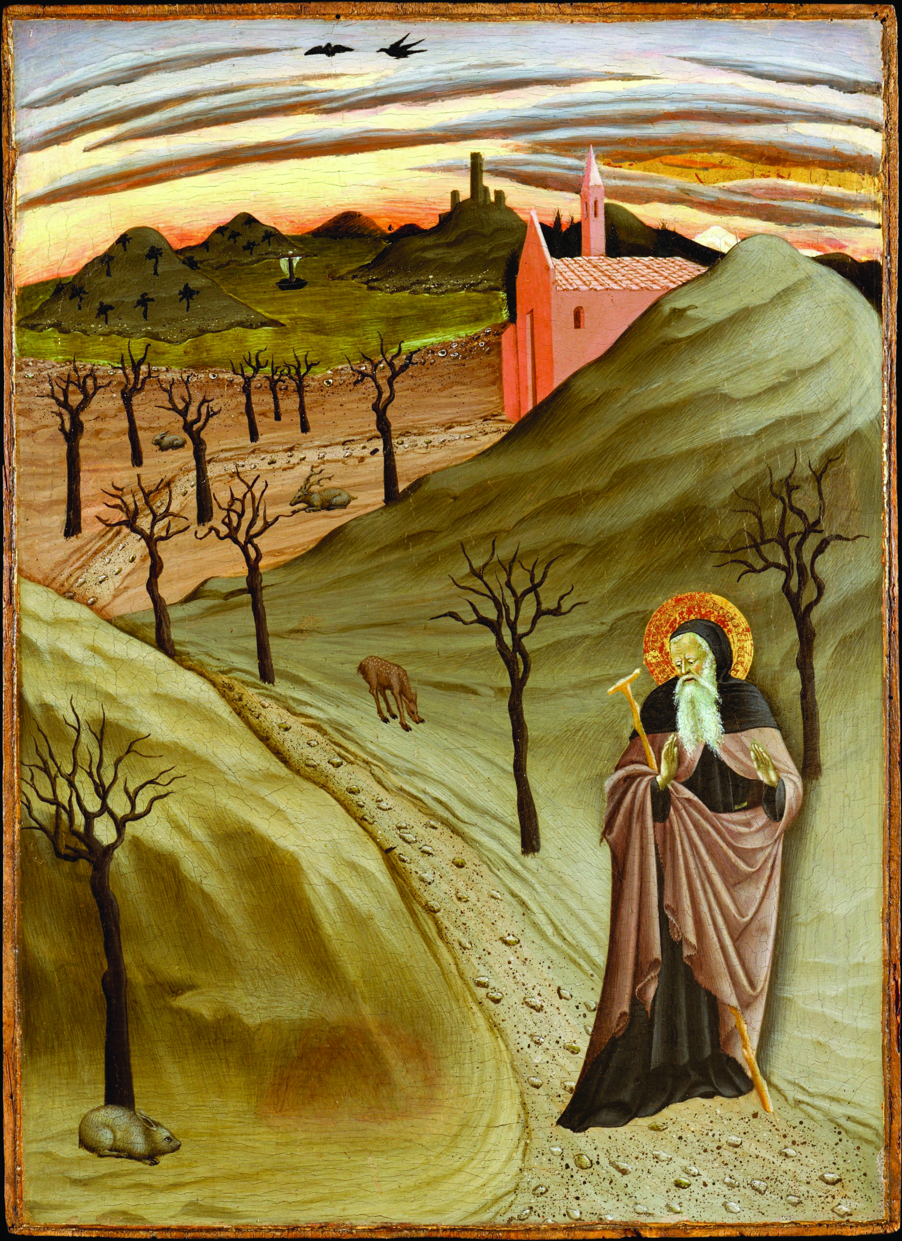 'Saint_Anthony_Abbot_Tempted_by_a_Heap_of_Gold,_,Tempera_on_panel_painting_by_the_Master_of_the_Osservanza_Triptych,_ca._1435,_Metropolitan_Museum_of_Art