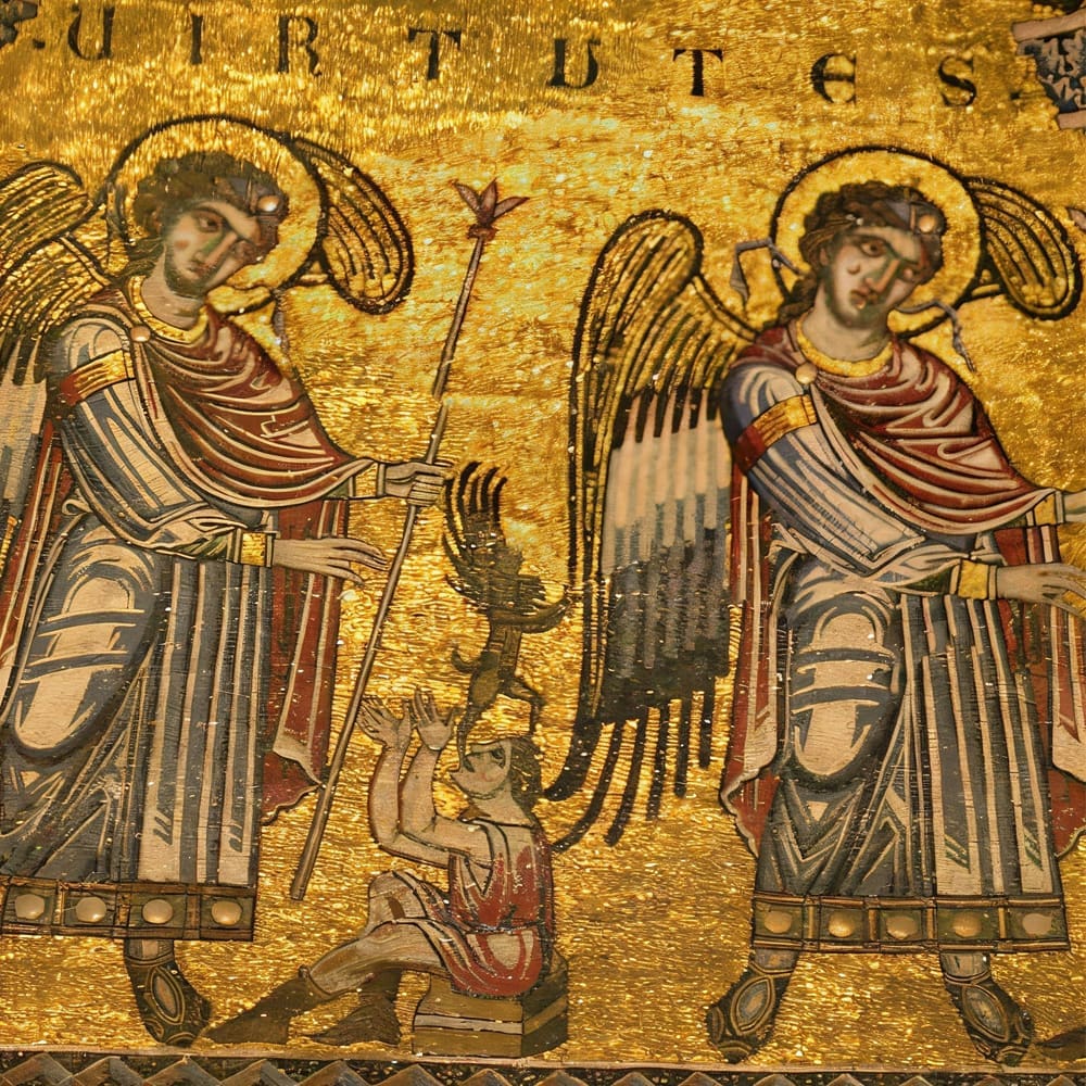 Angels assisting in spiritual combat